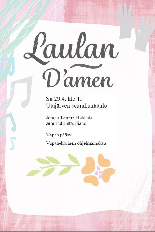Laulan- kuorokonsertti srk-talolla klo 15 Laulan- kuorokonsertti srk-talolla klo 15